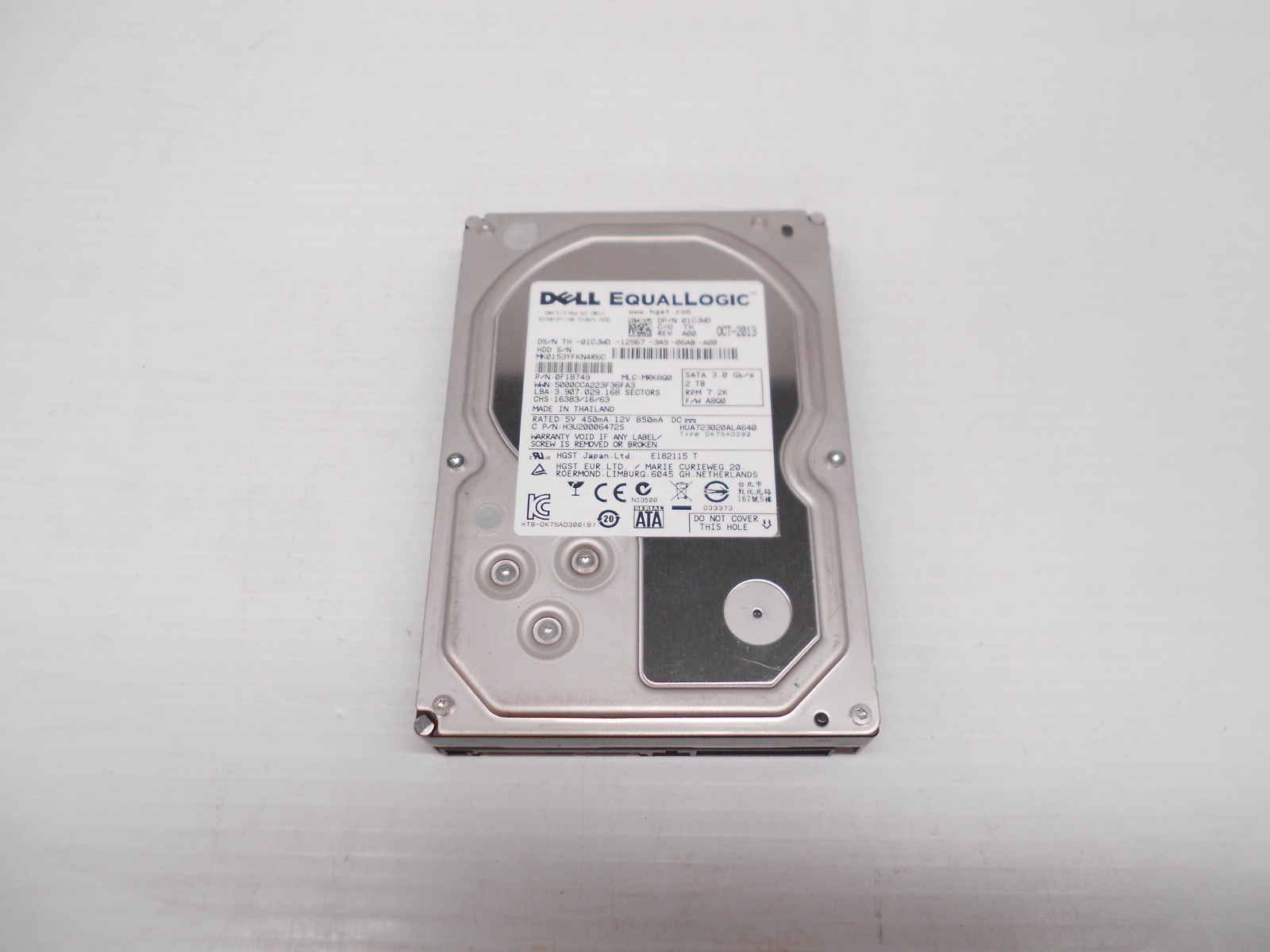 Dell Equallogic 2TB SATA Hard Drive 0F18749 PS6500 PS6000 PS6010 1CJWD 01CJWD