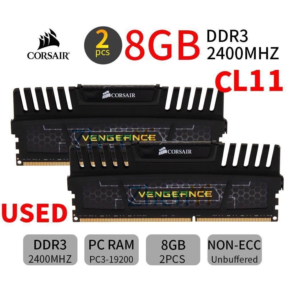 Corsair 16GB 2x 8GB DDR3 OC 2400MHz PC3-19200U 240Pin PC Gaming Memory US Stock
