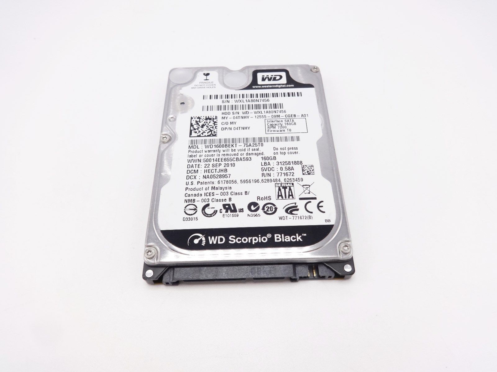 Dell 4TNHY 160GB 7.2k 2.5" SATA SCORPIO Black Hard Drive