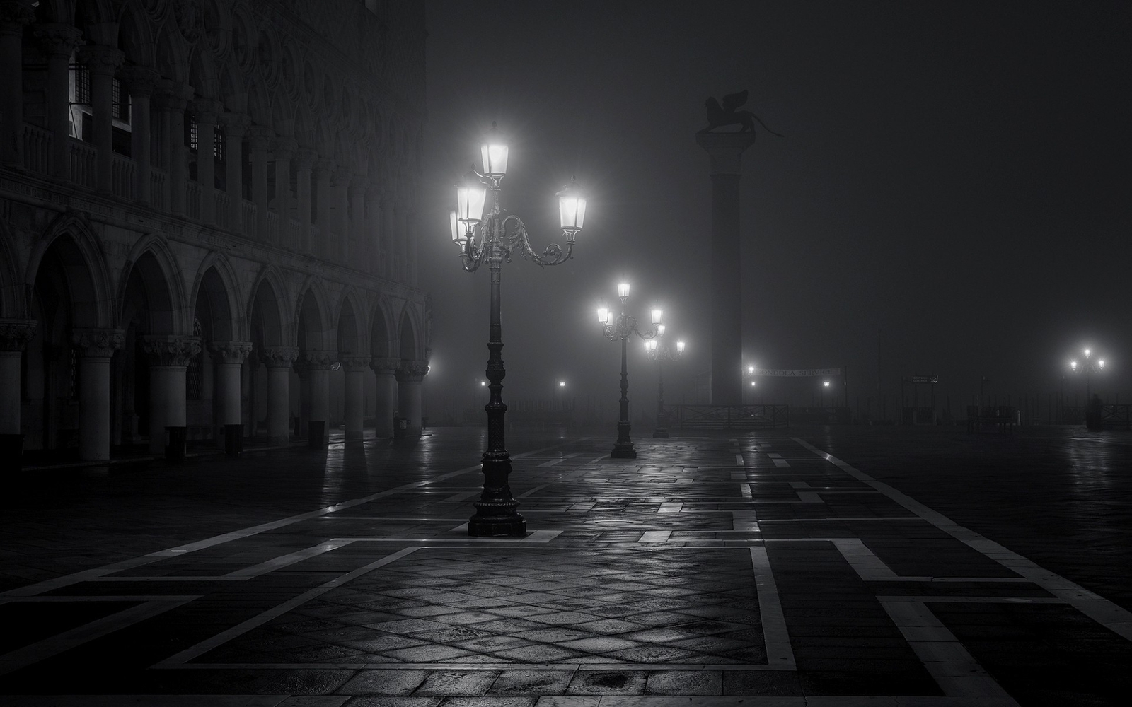 Landscape night venice italy europe street light town Custom Gaming Mat Desk