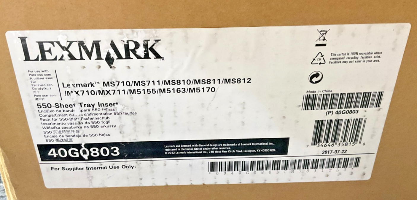 Lexmark 550 Sheet Tray Insert 40G0803 ✅❤️️✅❤️️ BRAND NEW SEALED ✅❤️️✅❤️️