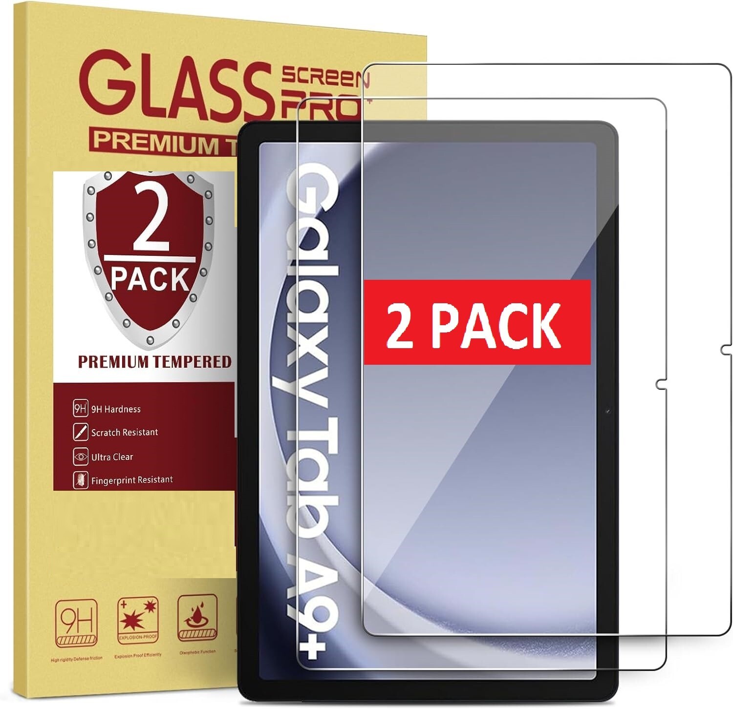 (2 Pack) For Galaxy Tab A9 Plus 11" Screen Protector Tempered Glass Screen Cover