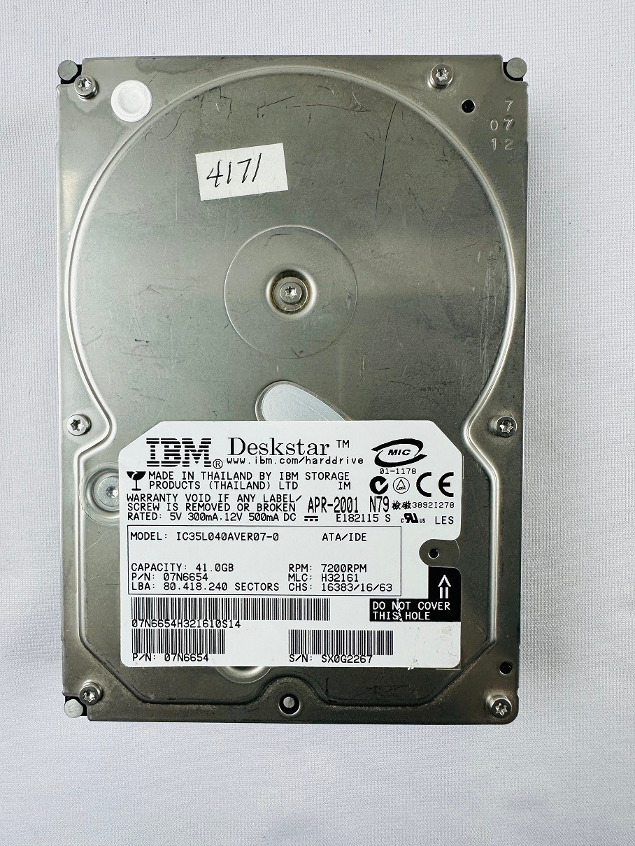 IBM 07N6654 IC35L040AVER07-0 Hard Disk Drive