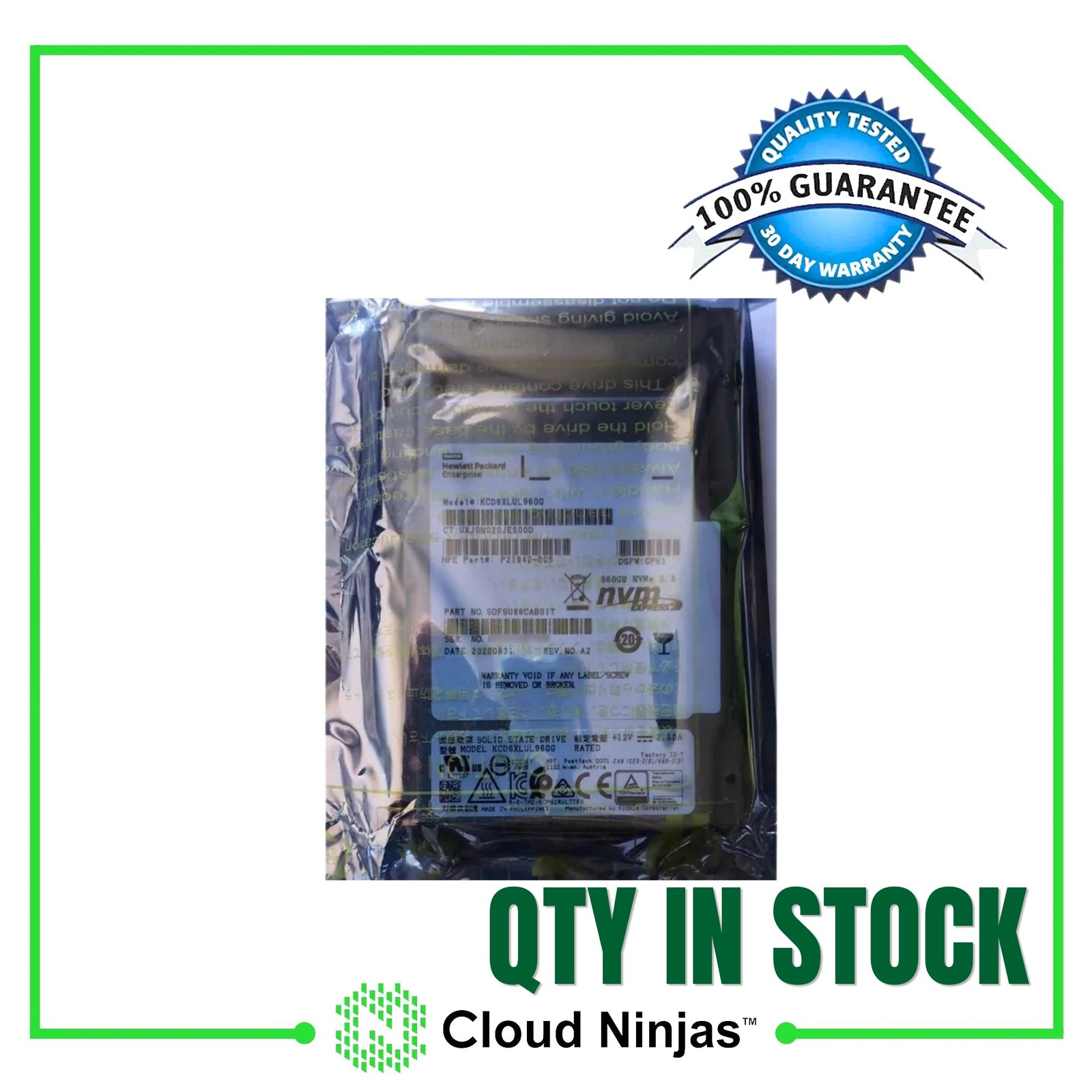KIOXIA KCD6XLUL960G 960GB SFF 2.5" CD6-R PCIe 4x4 NVME U.3 SSD