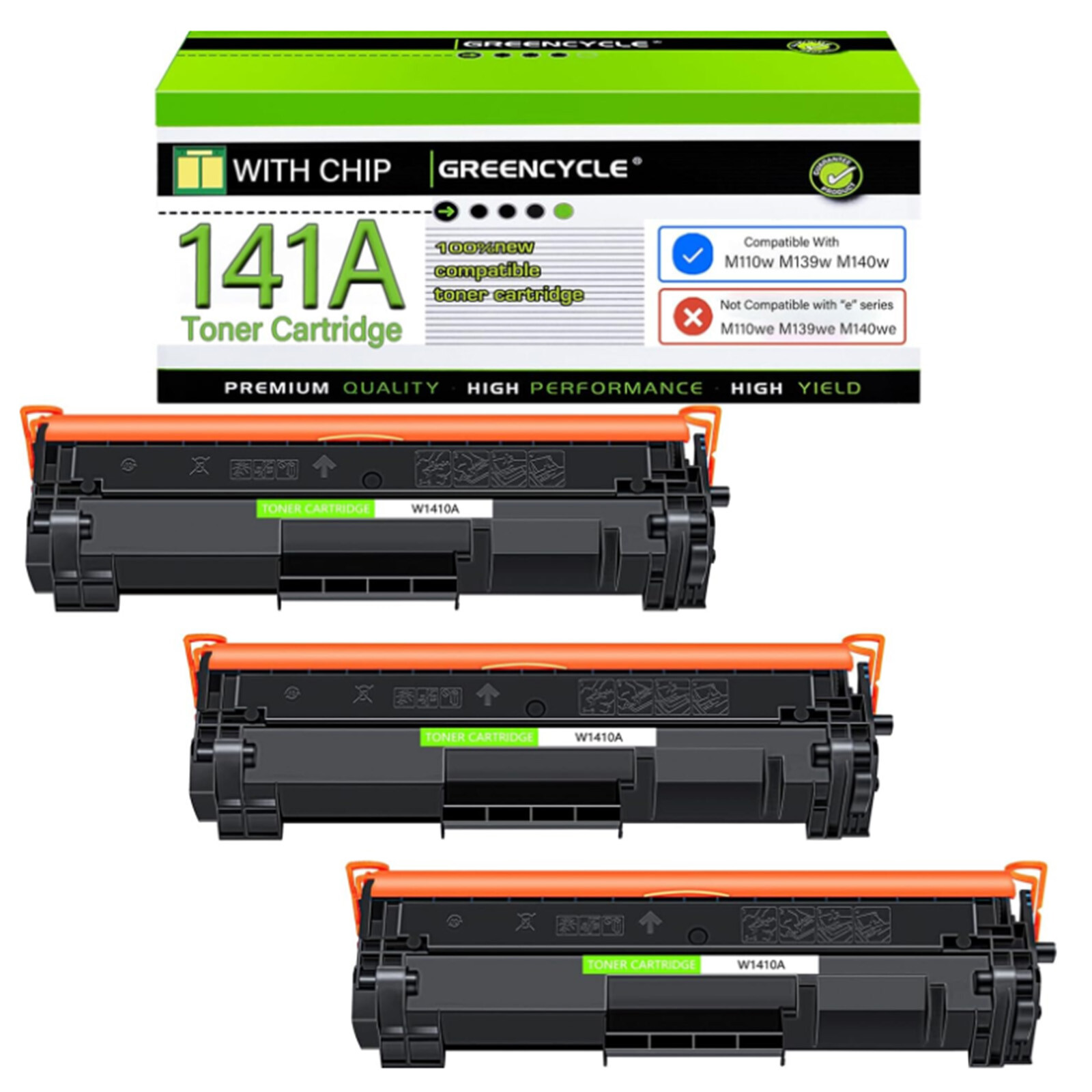 3PK 141A Replacement Toner Cartridges for HP M110w M139w M140w Black,~950Pages