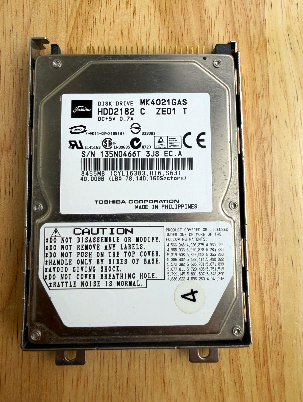 Toshiba MK4021GAS 40GB 2.5" IDE Internal Laptop HDD 4200RPM 2MB