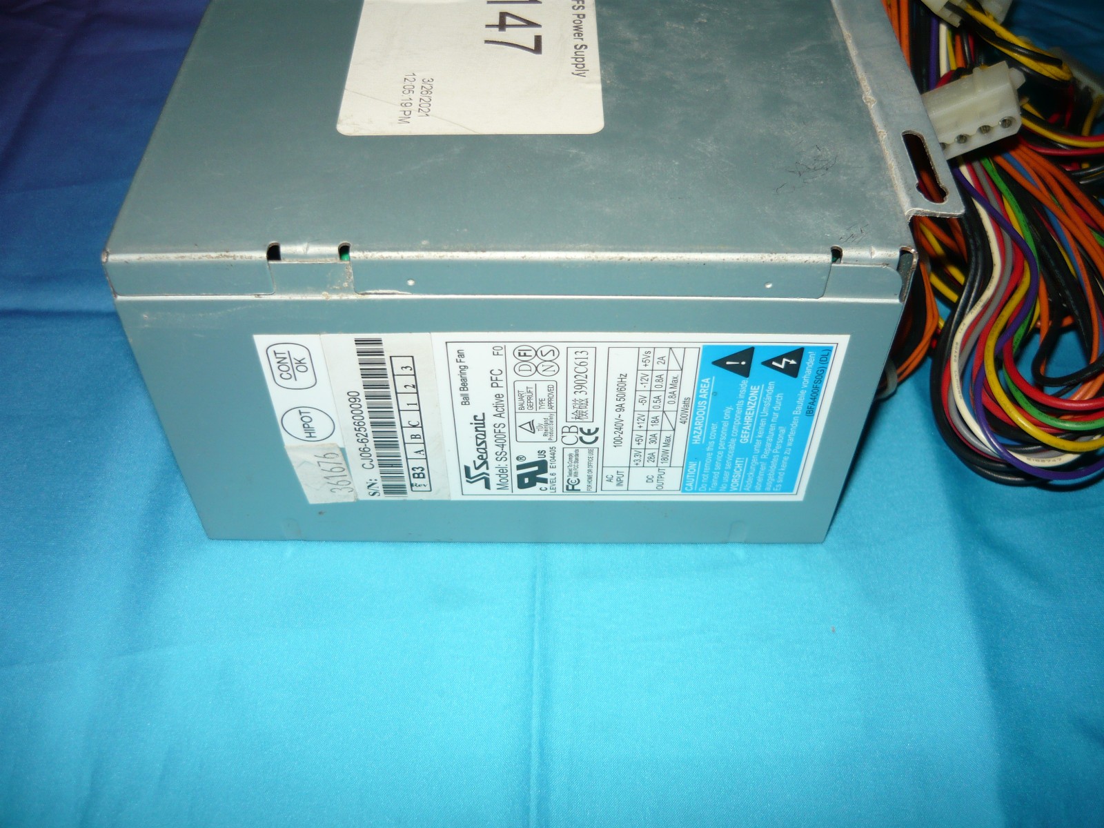 Vintage Seasonic SS-400FS ATX Power Supply 400W PSU Used