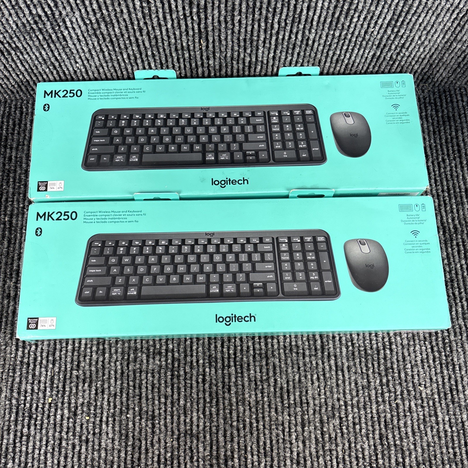 Two Logitech - MK250 Full-size Wireless Keyboard & Mouse Combo (920-013510)