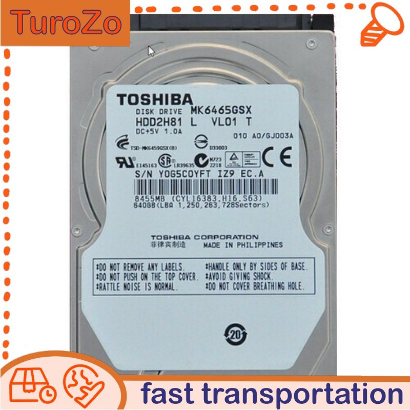 MK6465GSX/N Toshiba 640GB 5400RPM SATA 2.5" Laptop HDD Hard Disk Drive Open box
