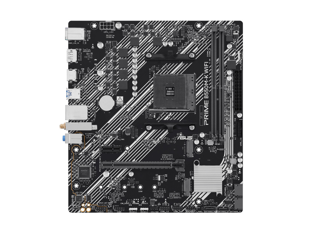 ASUS PRIME B550M-K WIFI AM4 mATX motherboard, DDR4, PCIe 4.0, 2xM.2, WiFi 6, 1Gb