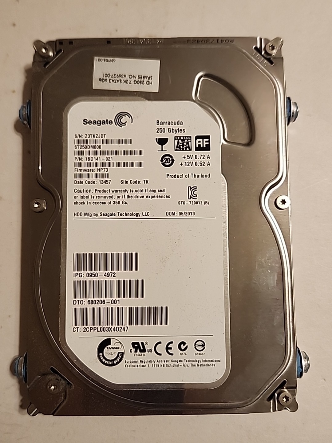 Seagate ST250DM000 250GB Hard Drive -  