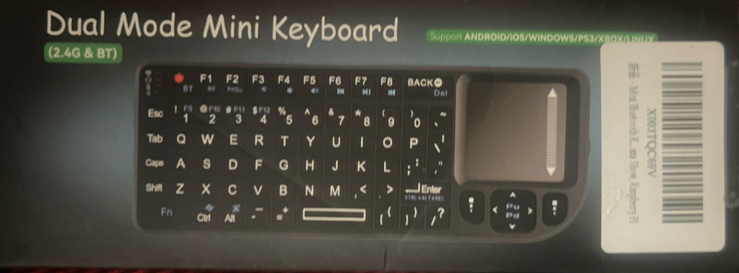 Dual Mode Ultra Mini Wireless (Bluetooth, 2.4Ghz) Black Keyboard & Touchpad NEW