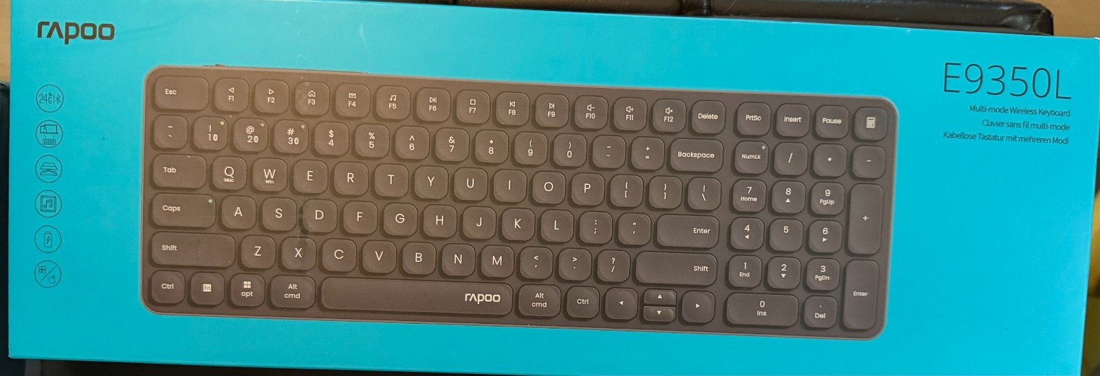 RAPOO E9050L-Key Multi-Device Wireless Keyboard Rechargeable For PC Laptop NEW