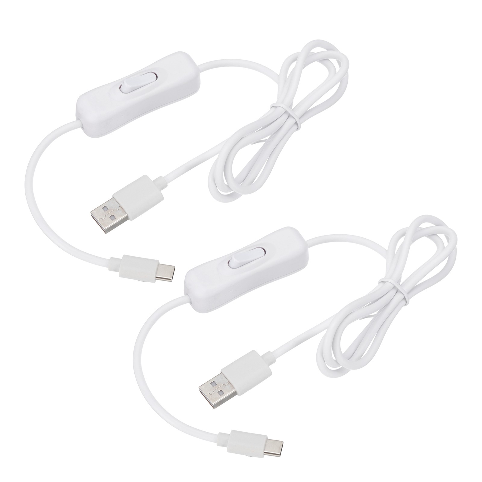 3.28ft USB Extension Cable with on Off Switch 2pcs Type C to USB Male White