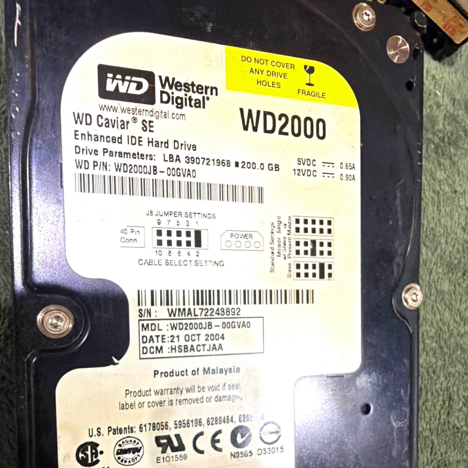 Western Digital WD Caviar SE WD2000JB-00GVA0 200GB IDE 3.5 7200RPM 8MB