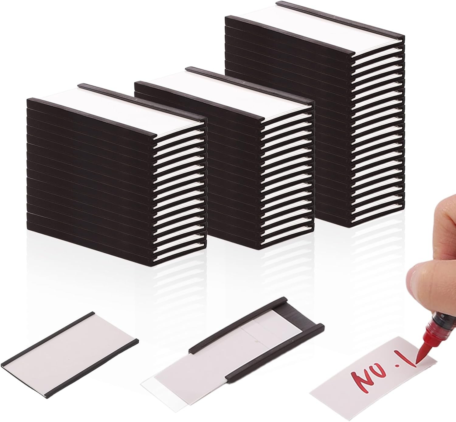 1x2” C Channel Magnetic Label Holders for Metal Racks, 50Pcs | Magnetic Tool Box