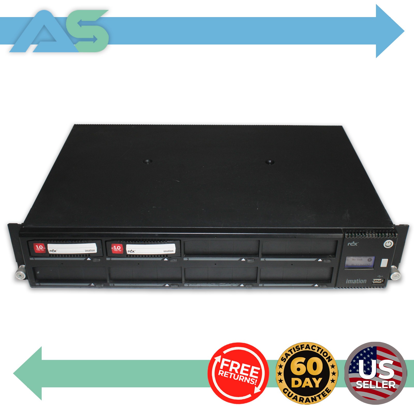 Imation RDX A8 28088 8-Bay iSCSI 2U Disk Library w/ 2x 1TB RDX Cartridges
