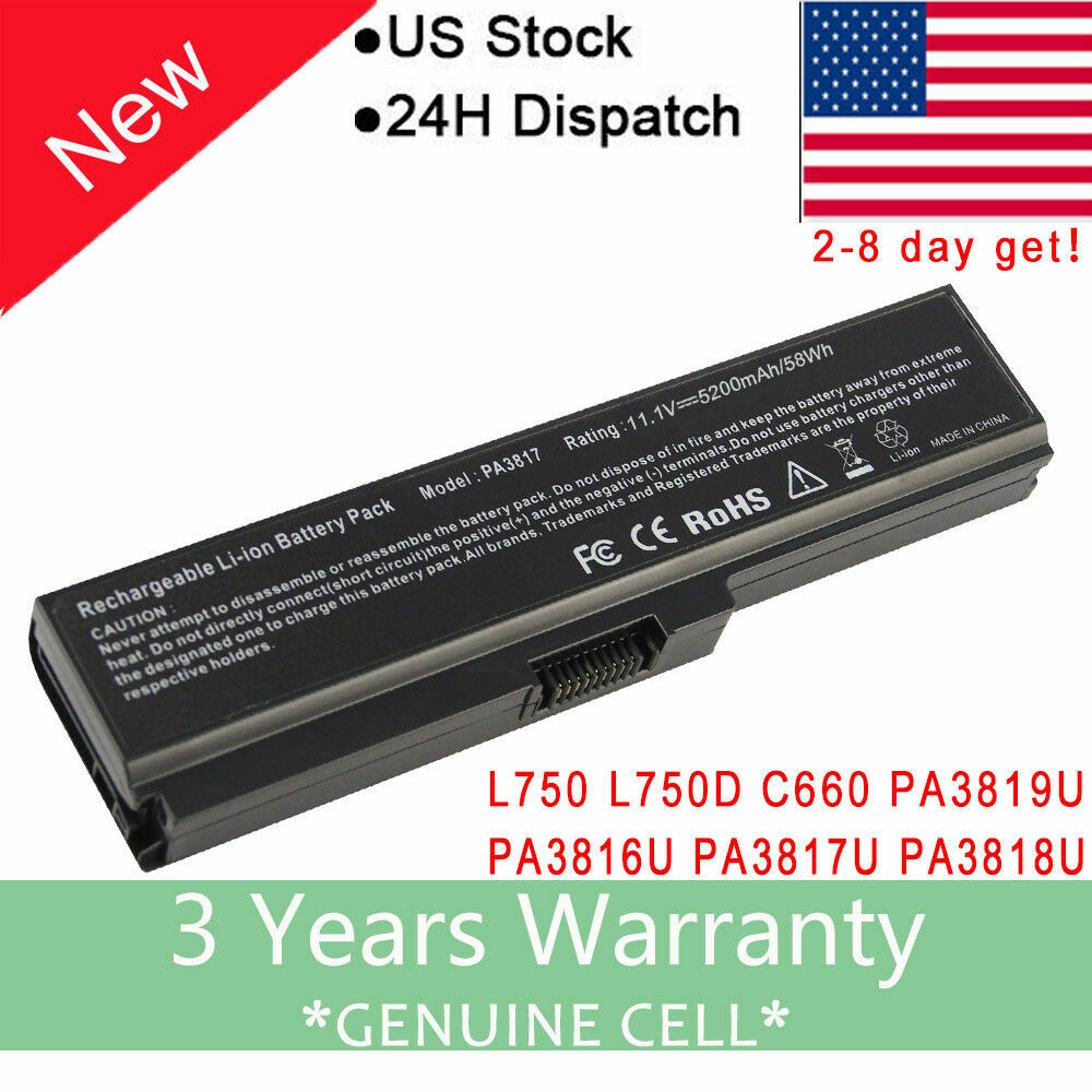 For Toshiba Satellite C655D New Laptop Battery 10.8V 4400mAH PA3817U-1BRS 6 cell