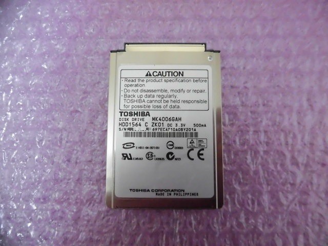 TOSHIBA MK4006GAH 40GB 4200rpm 2MB Used 19 hours