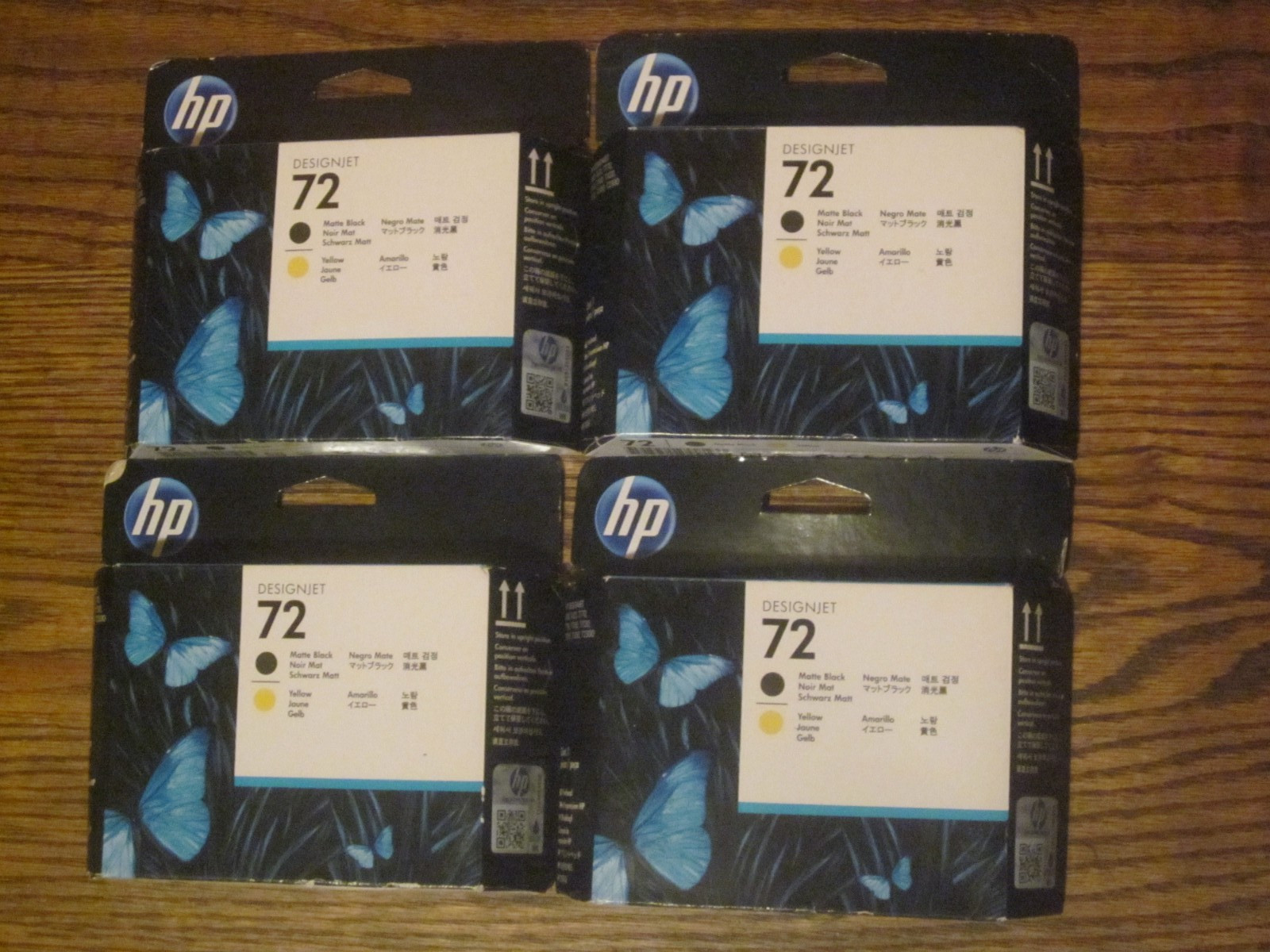 2019 GENUINE LOT 4 HP 72 YELLOW BLACK PRINTHEAD DESIGNJET T610 T1100 C9384A NEW
