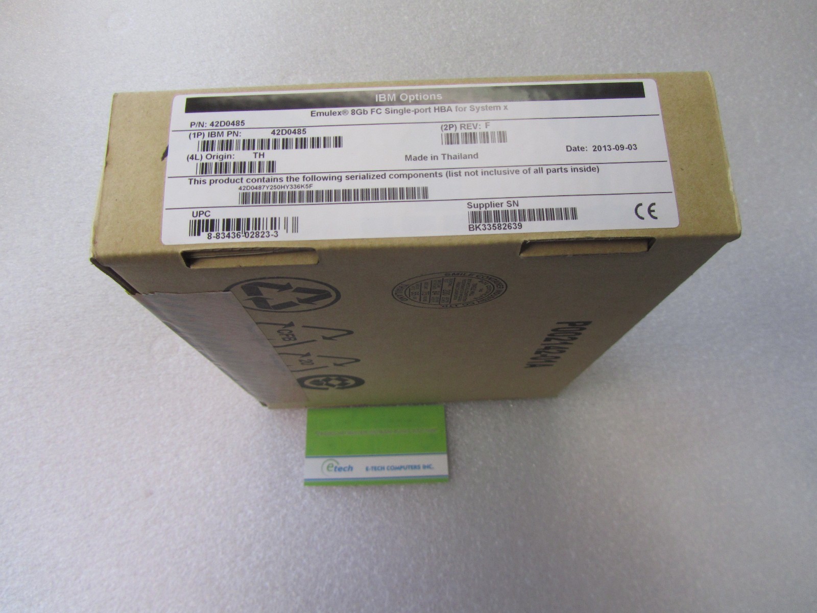 42D0485 / FRU 42D0491- Emulex 8Gb FC Single-port HBA, Emulex LightPulse LPe12000