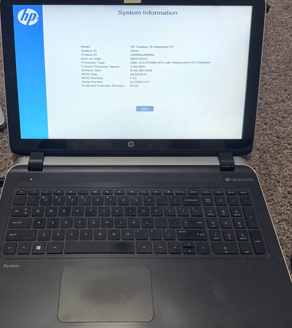 HP Pavilion 15 Notebook 15-p227NR | AMD A10-5745M | 8GB RAM | 750GB HDD