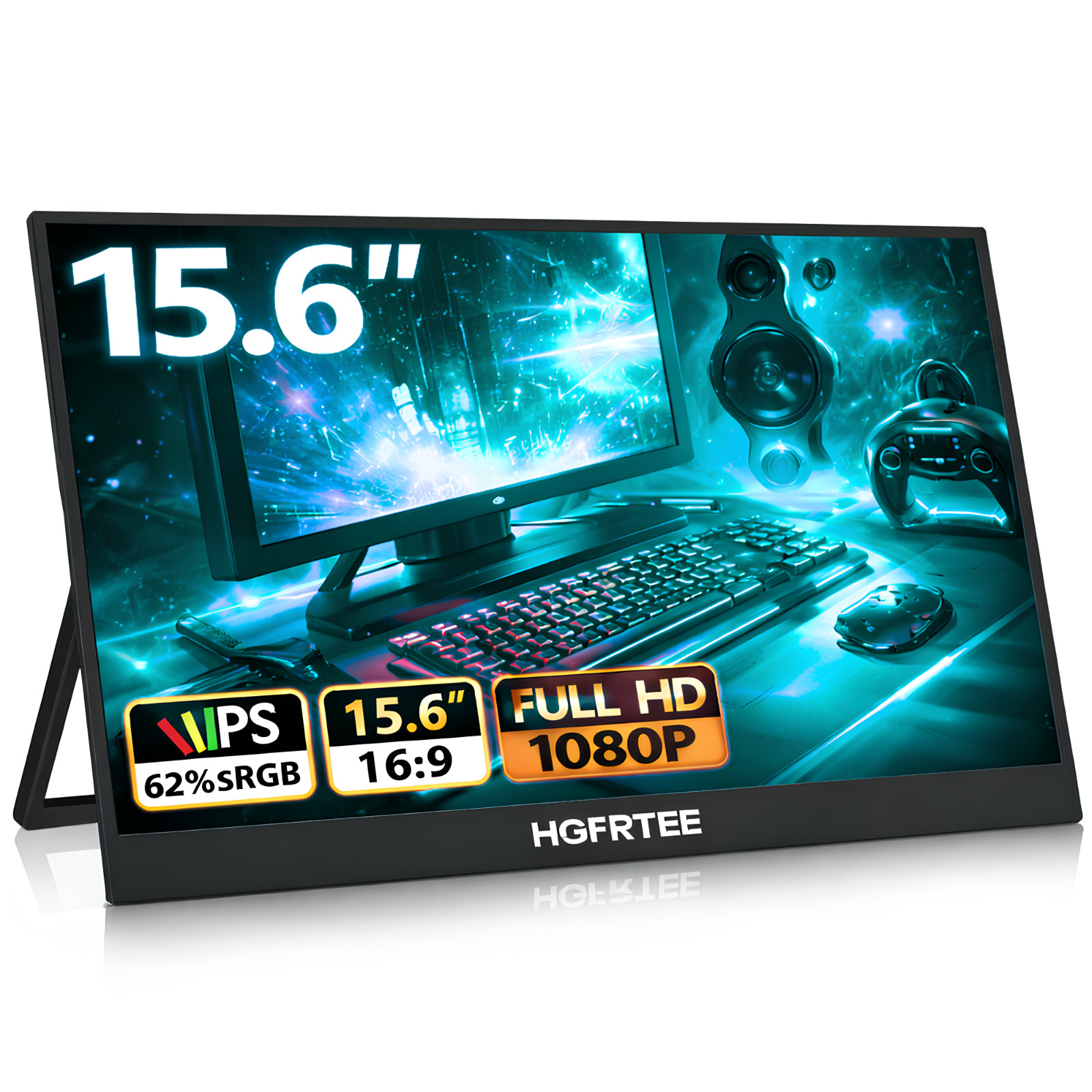 15.6 Inch Portable Display HGFRTEE FHD 1920x1080 IPS Monitor USB-C HDMI Travel