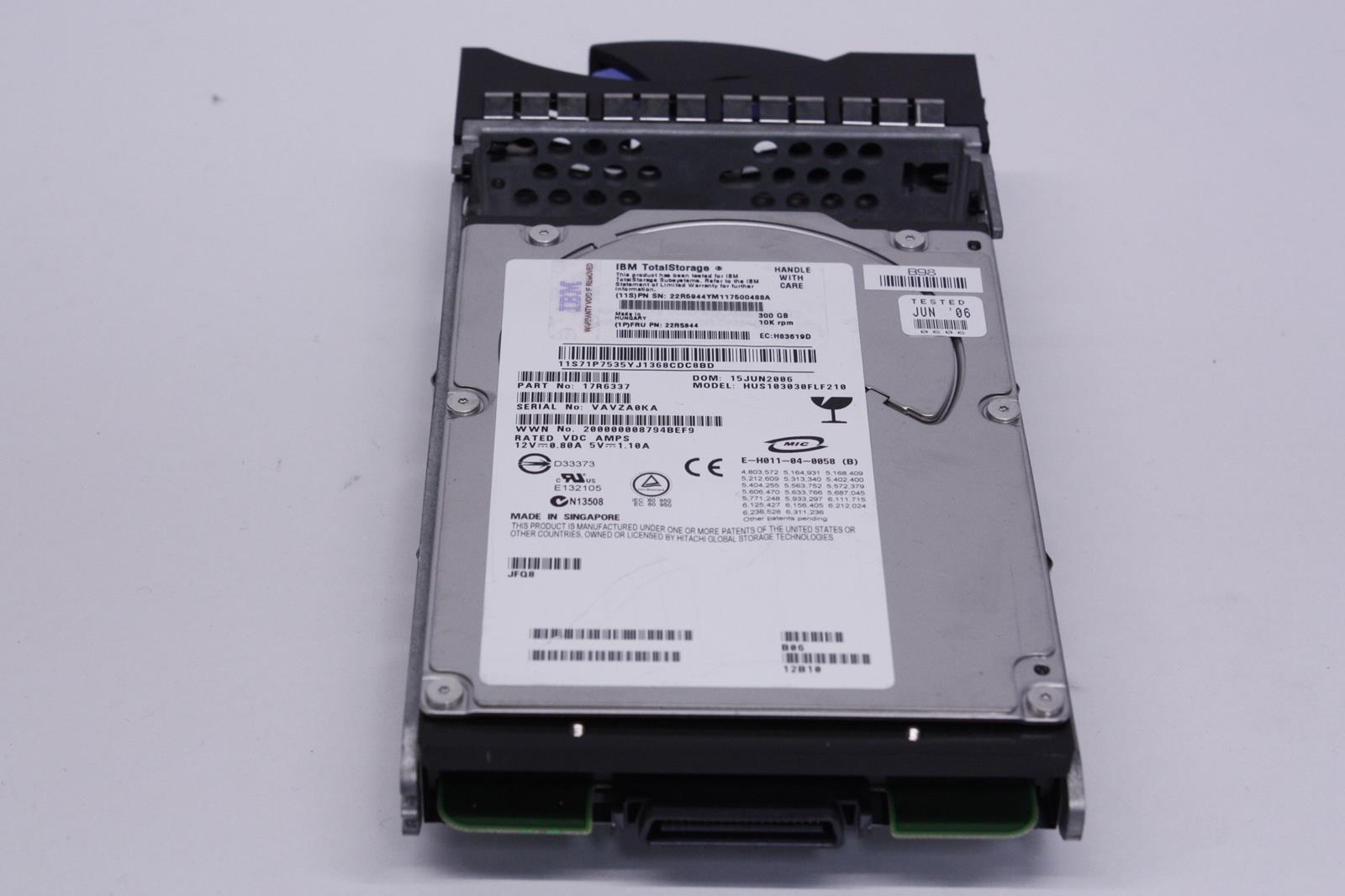IBM 22R5944 - 17R6337 - 22R5496 - 23R0831 - 300GB 10K Fibre Channel 3.5" w/ tray