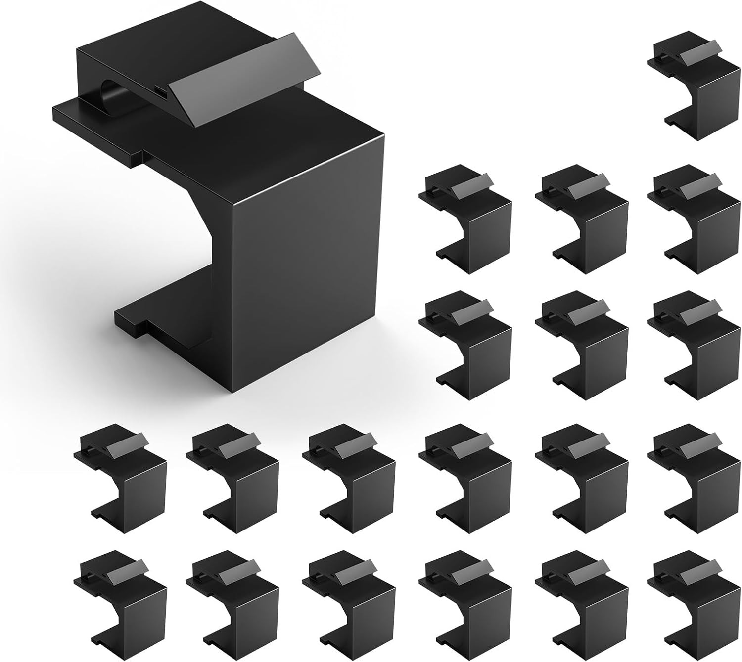 UL Listed Keystone Blank Insert for Keystone Wall Plate, Black 20-Pack