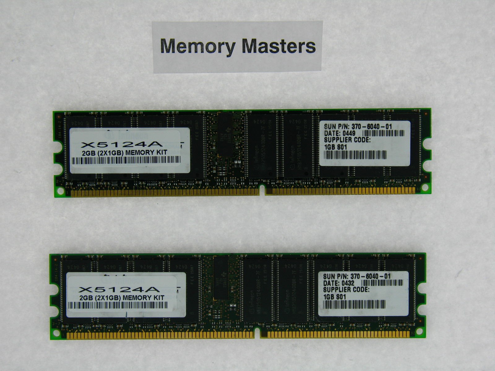 X5124A 2GB Approved (2x1GB) 184 pin PC2100 Memory Kit for Sun V60X V65X TESTED