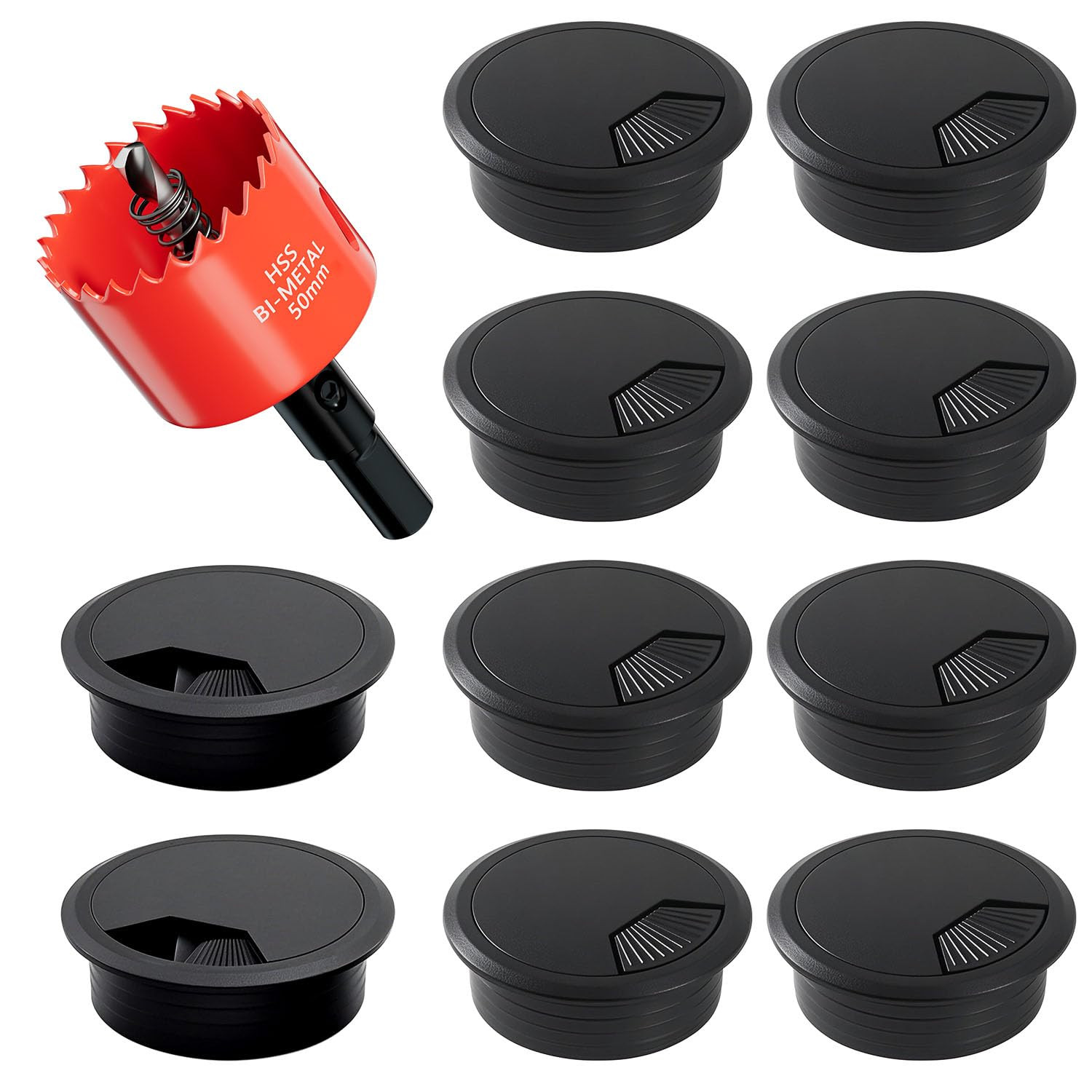 Desk Grommet & Cable Grommet 2 Inch (10 Pack) - Black Desk Hole Cover with Hole