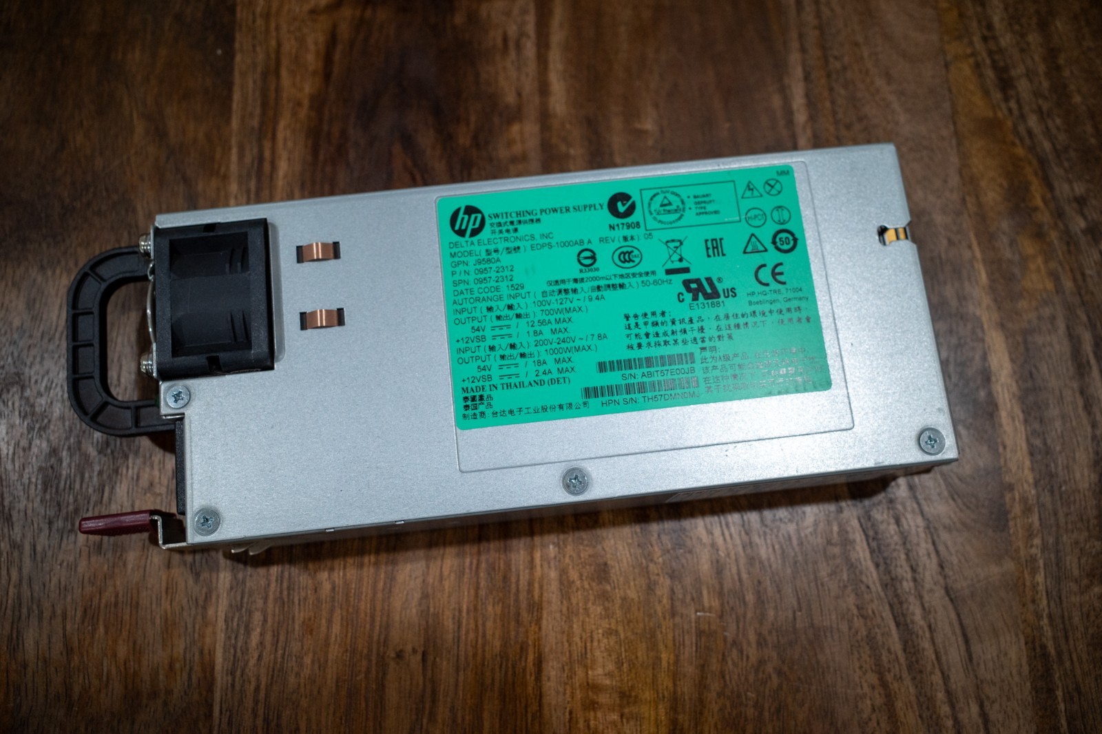 HP J9580A X312 1000W 100-240VAC TO 54VDC PSU - J9580-61001 Power Supply