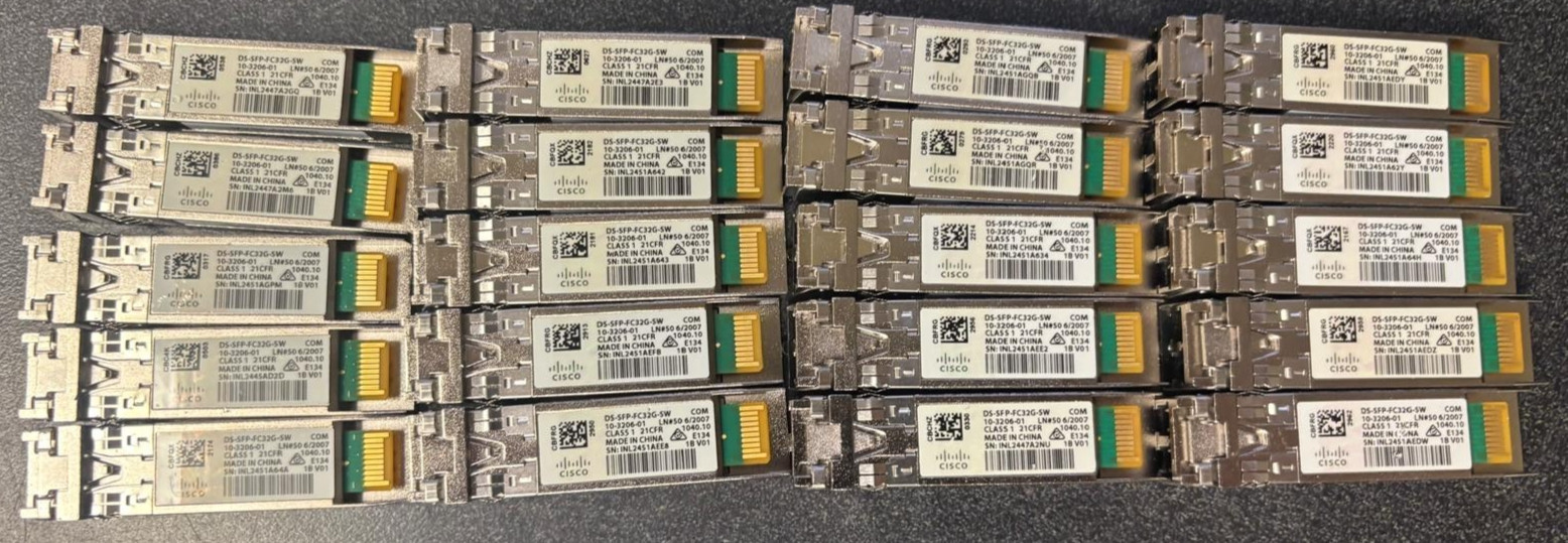 Lot of 20 Cisco DS-SFP-FC32G-SW Transceivers w/ Hologram 10-3206-01