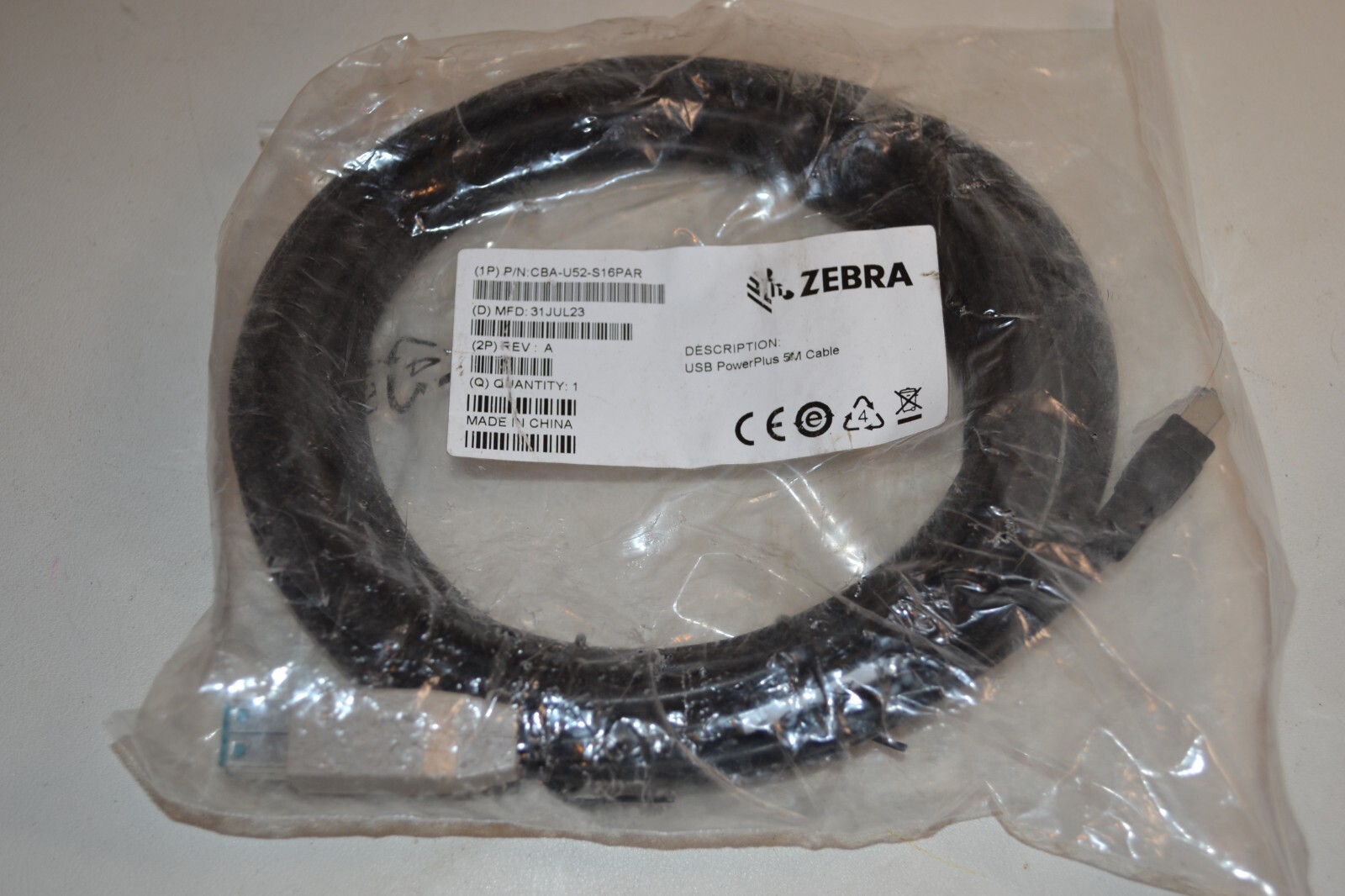 Zebra CBA-U52-S16PAR Powerplus USB Cable 5M/16ft for MP7001/MP6000