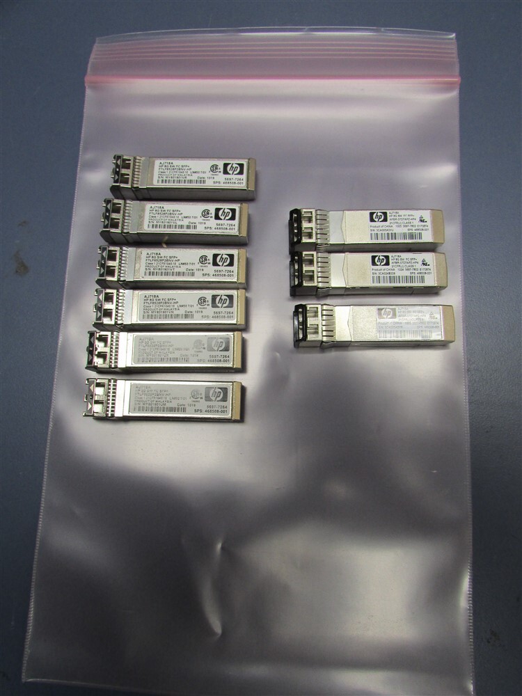 Used Lot of 9 Genuine HP 8G SW FC SFP+ (AJ718A) Transceiver Modules