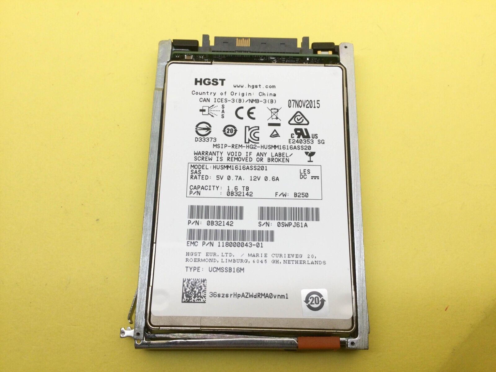 HUSMM1616ASS201 HGST 1.6TB SAS 12Gbps 2.5in ENT SSD EMC 005051102 118000043