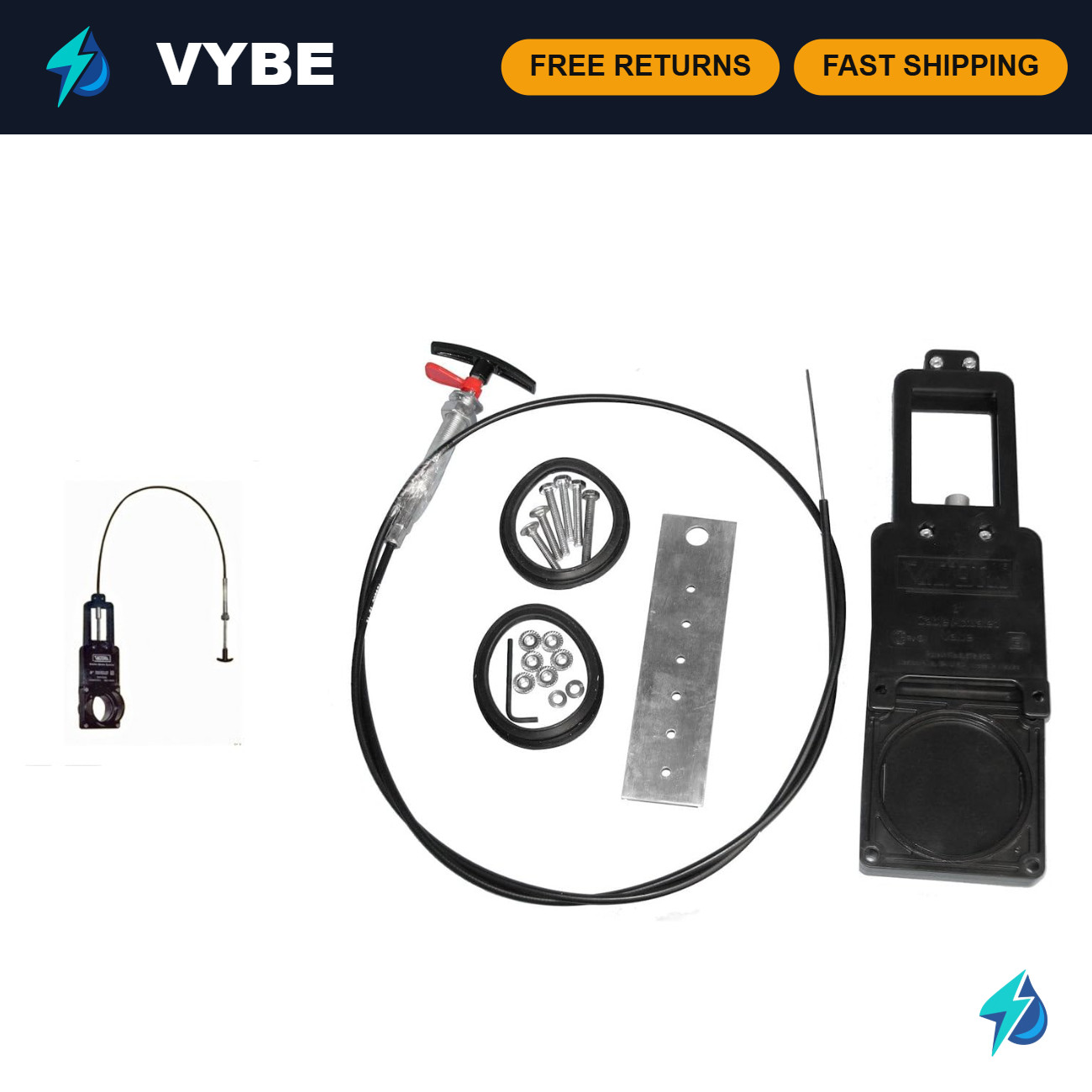 72" Flexible Cable Kit with 1-1/2" Valve - Durable, Easy Install, Black Color