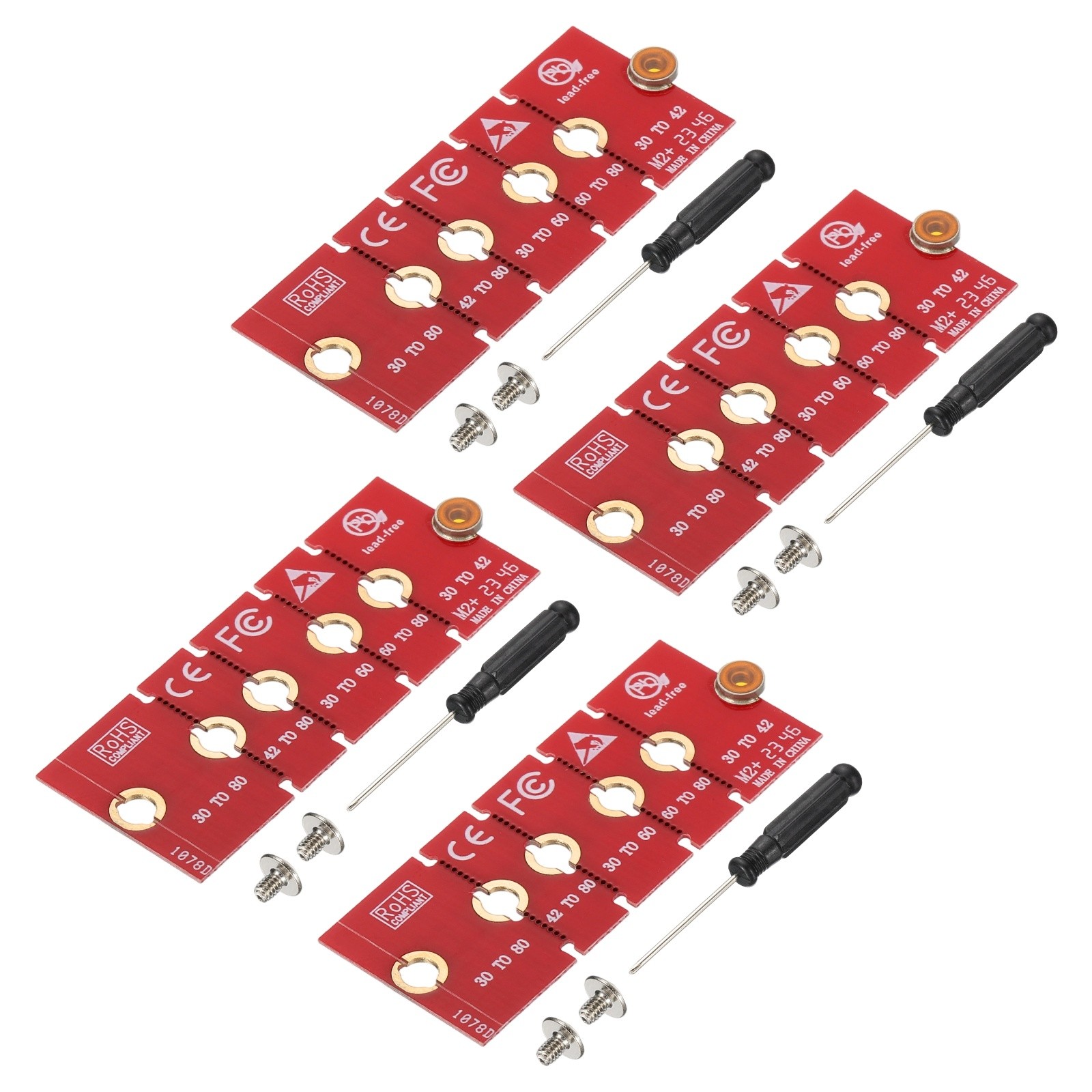 4Pcs M2 SSD Extended Adapter Card Transfer 2230 2242 2260 2280 W Screwdriver Red