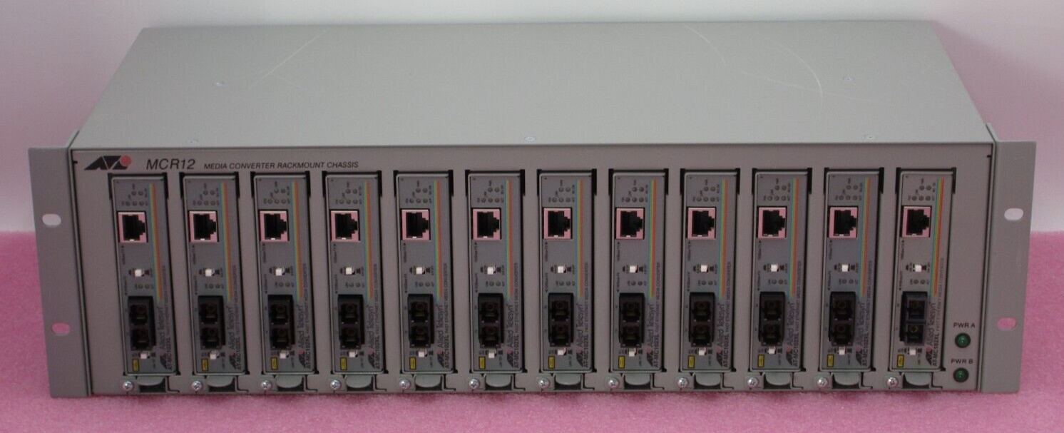 Allied Telesyn AT-MCR12 12 x AT-MC102XL 100TX to 100FX 100Mb 2km Media Converter