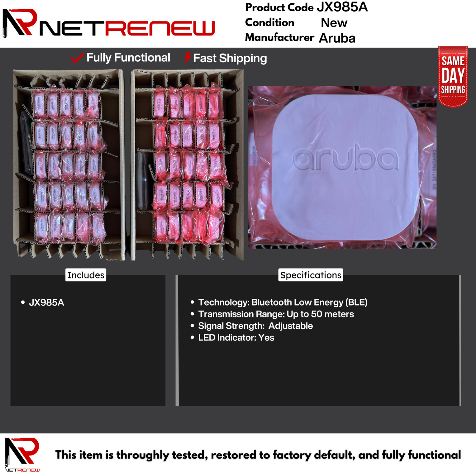JX985A  Aruba LS-BT20-50 BLE 50-Pack of Battery Powered Beacons