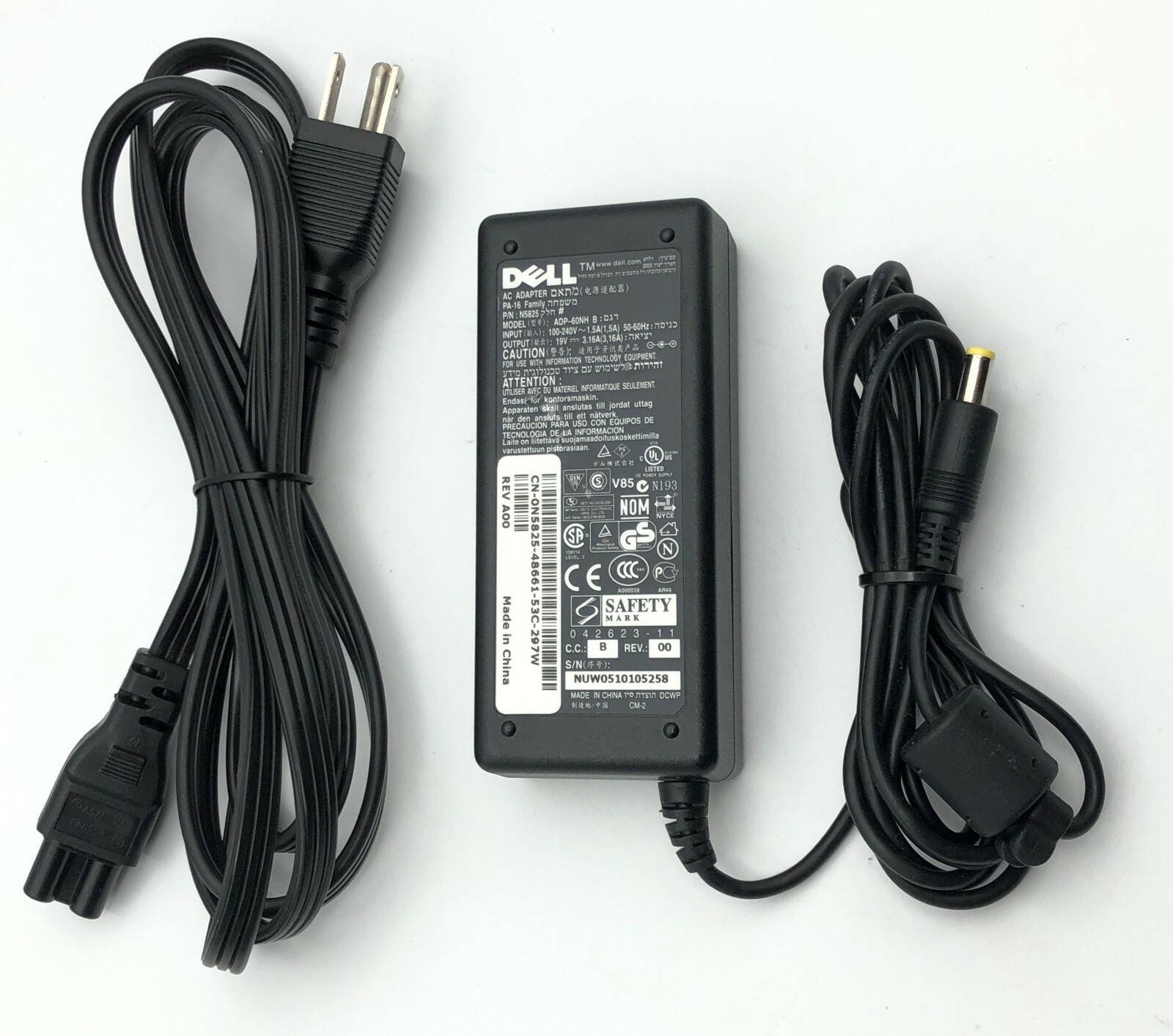 Genuine 60W Dell AC Adapter For Inspiron B120 B130 10L 120L Laptop Charger w/PC