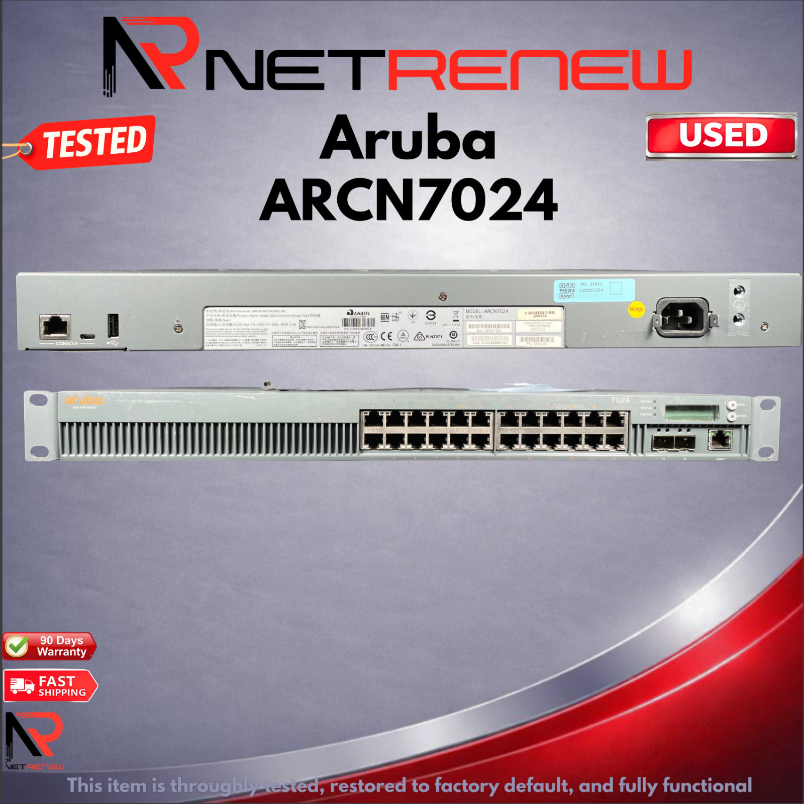 Aruba ARCN7024 7024 24-Port PoE GbE & 2-Port SFP+ Controller