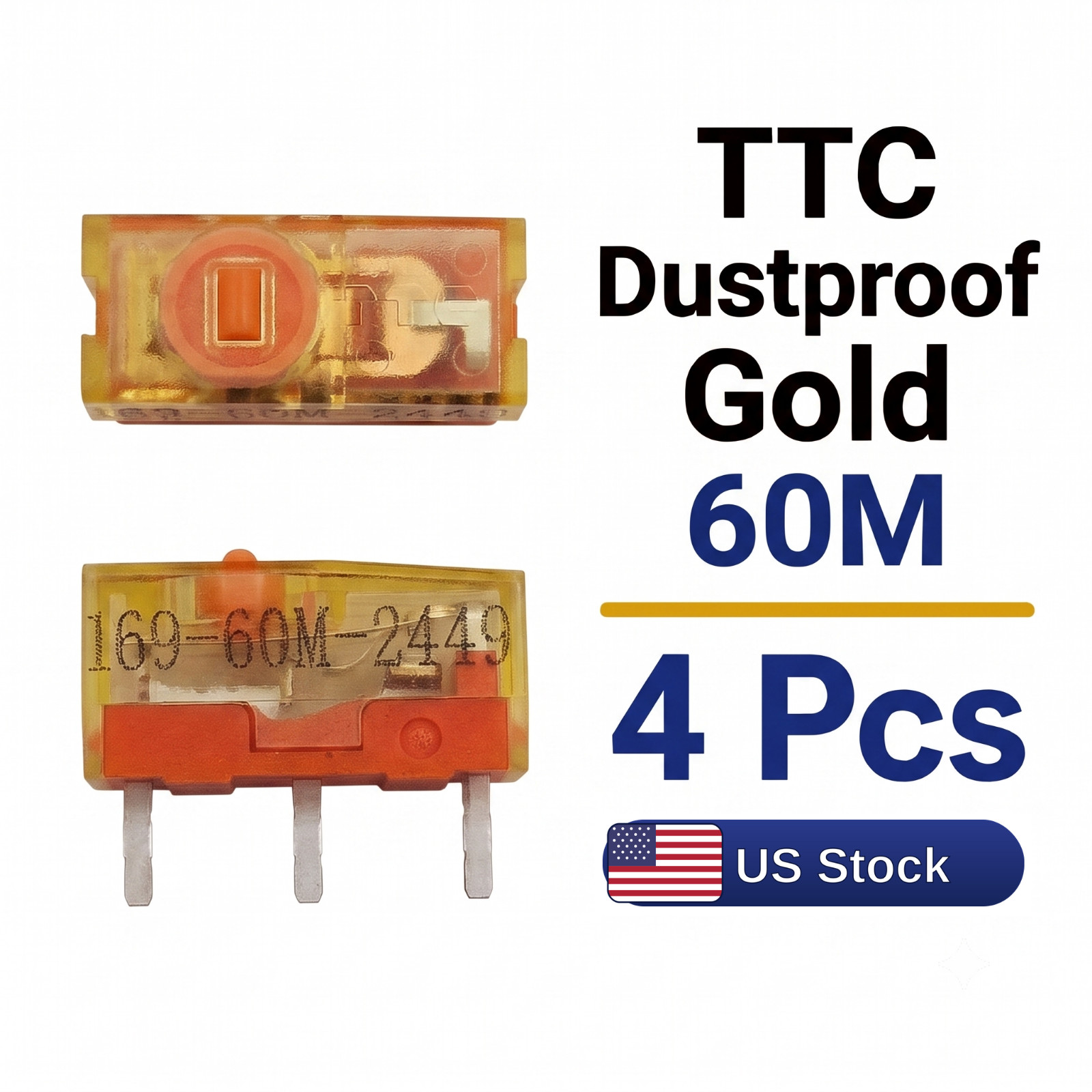 4pcs - TTC 60M Gold Dust Proof Mouse Micro-Switch 60 million Clicks gaming fix