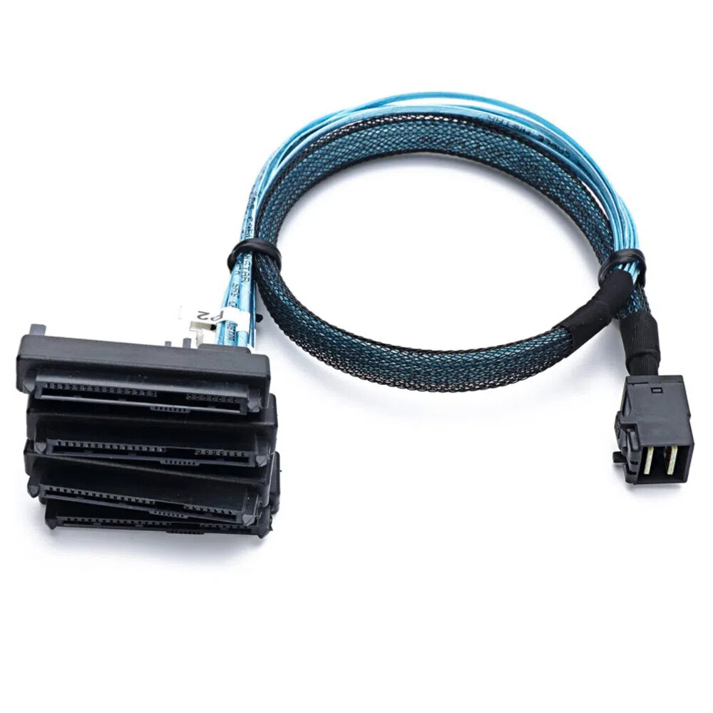 0.5m/1m Mini SAS SFF-8643 to 4 SFF-8482 Connector HDD Cable with Power Port