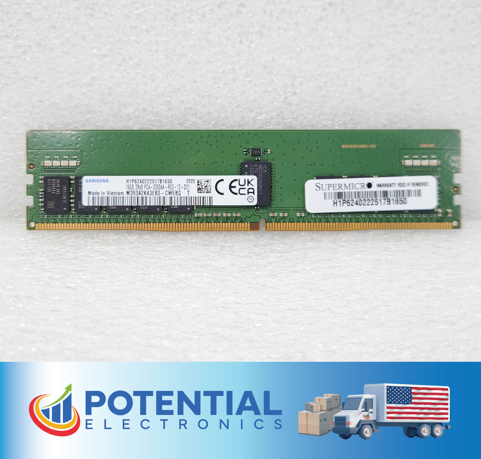Samsung M393A2K43EB3-CWE 16GB (1x16GB) 2Rx8 PC4-3200AA DDR4 Server Memory