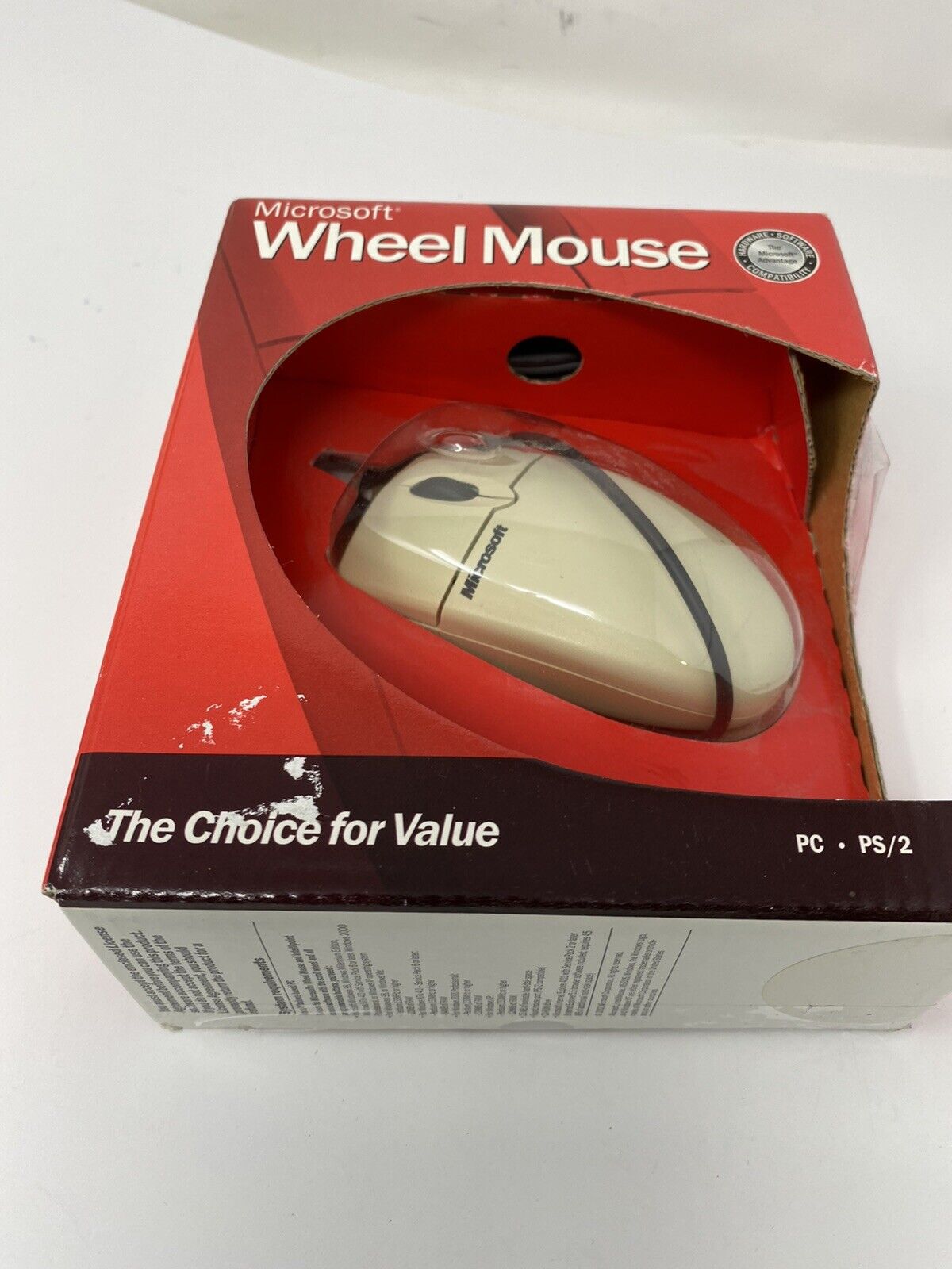 Vintage 2001 Microsoft Wheel Mouse Windows PC PS/2 New sealed Box