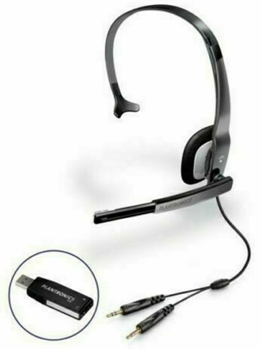 Plantronics Audio 610 Mono Headband Computer Corded Headset with USB Adapter NEW