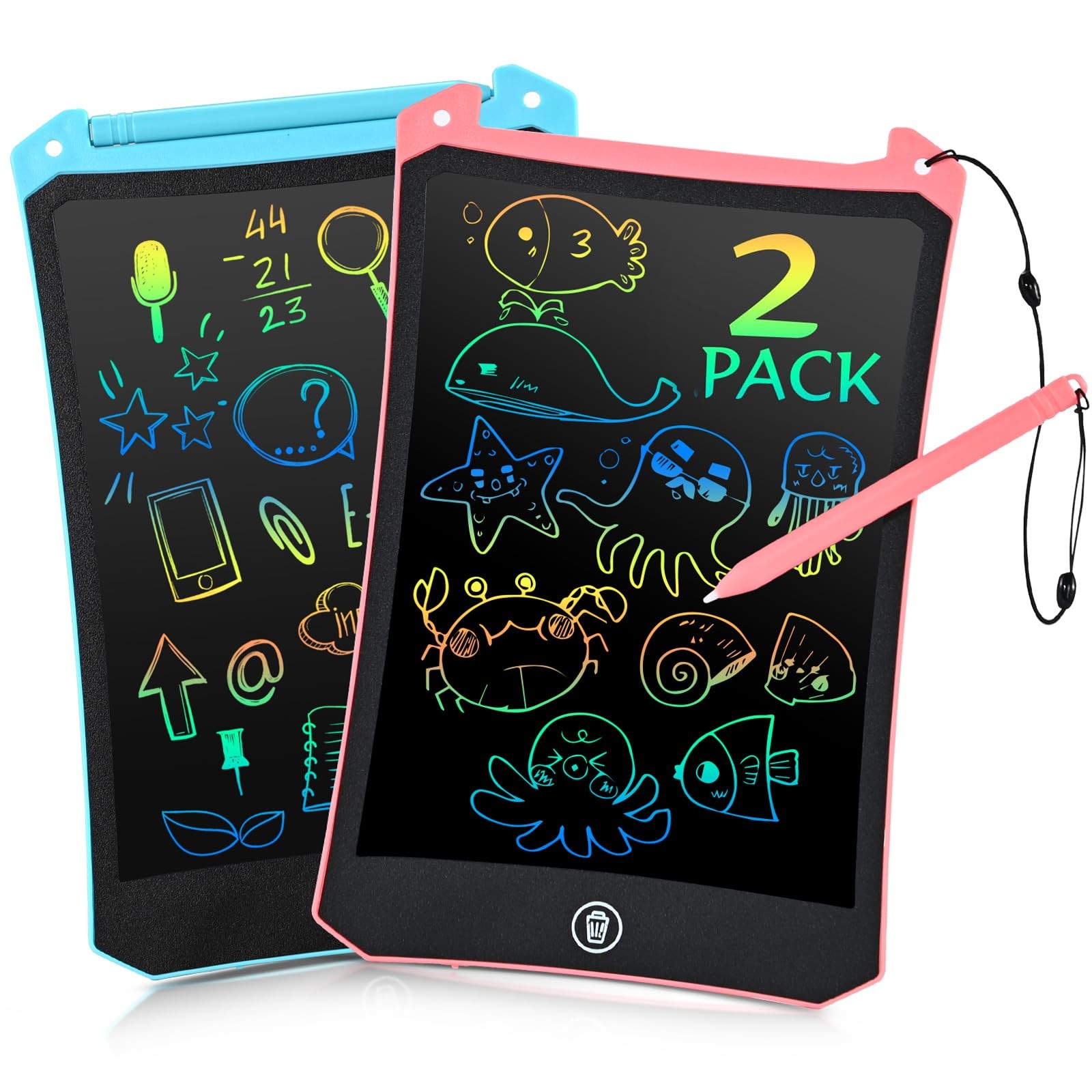 EooCoo Kids 8.5" LCD Writing Tablet - Pink & Blue - Mess Free Coloring