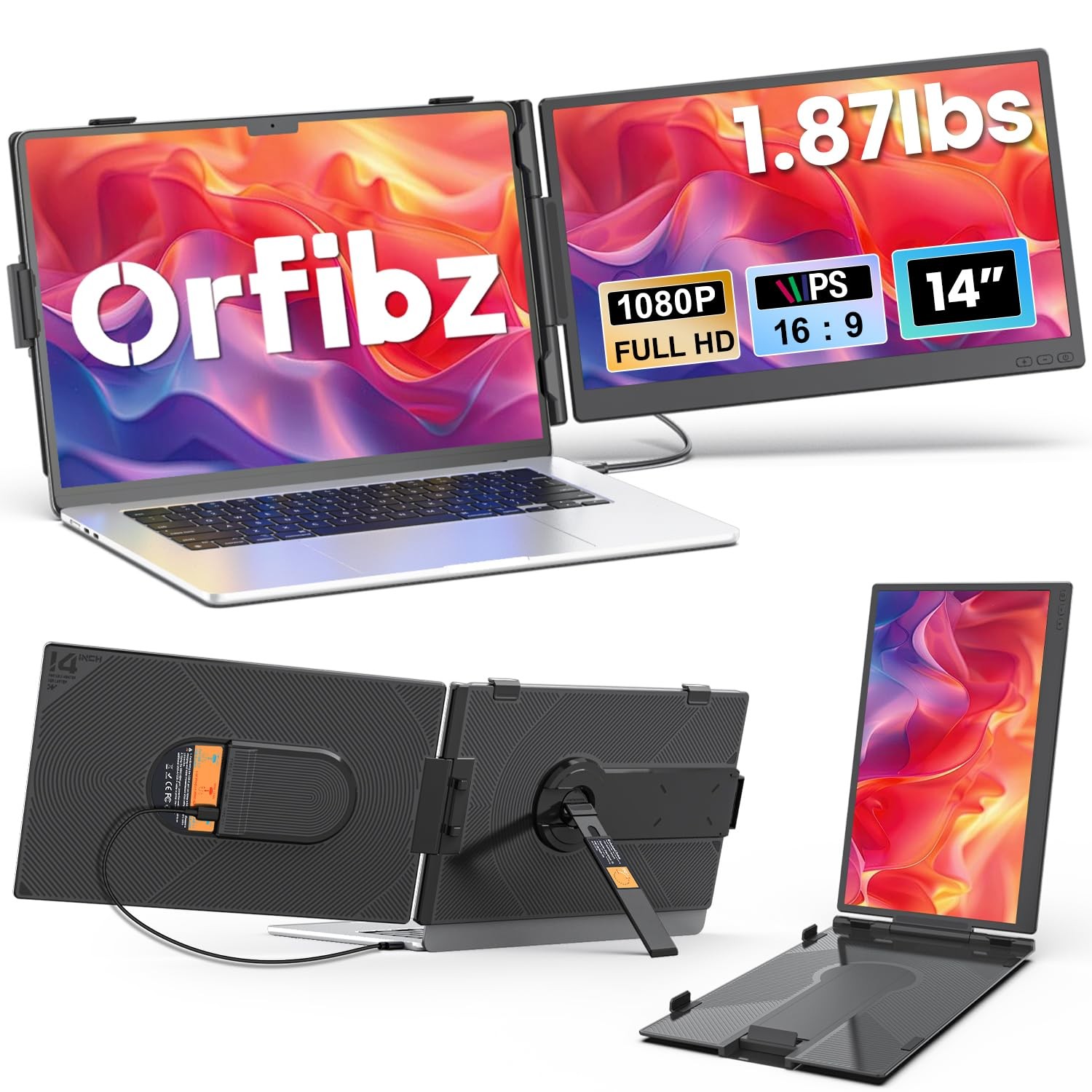 Laptop Screen Extender 1.87lbs Ultra-Portable & Ultra Slim, 14.2" FHD 1080P D...