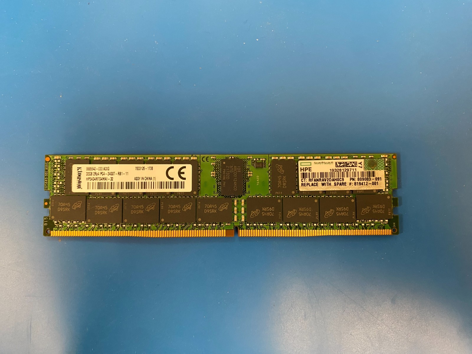 HPE Branded - Kingston 32GB PC4-2400T HP24D4R7D4MAI-32 ECC RDIMM Server Memory
